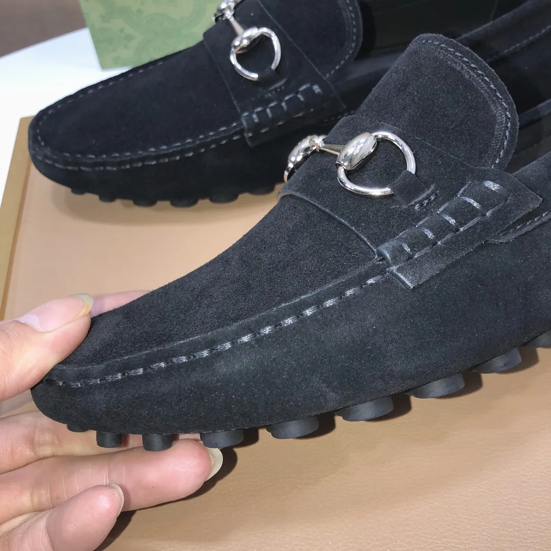 Men's Men's Shoes💰420💰[Gucci GUCCI] (High-end Niuli) New 🍀Gucci*-Gucci Peas Shoes! Made of imported original cowhide, the inner top layer is comfortable cowhide lining! Original wear-resistant rubber outsole! High quality products! Code number 38-44!